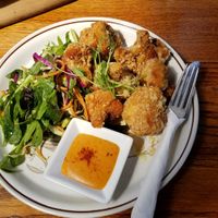 Battered cauliflower & greens ~ Tasty! at The Shroom Room in Christchurch