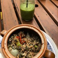 Vegan salad & green ninja juice at The Shroom Room in Christchurch