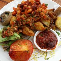 vegan breakfast plate at The Shroom Room in Christchurch