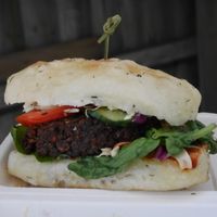 vegan falafel burger for the win. at The Shroom Room in Christchurch