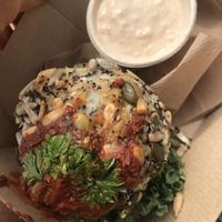 buddha ball with satay sauce at The Shroom Room in Christchurch