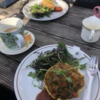 Faux sausage roll (back) and ka pai at The Shroom Room in Christchurch