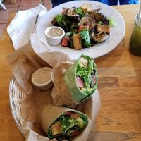 Eggplant with Organic Tofu salad and mine was a wrap! at Juice and Java in Miami Beach