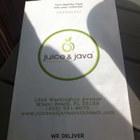 Flyer at Juice and Java in Miami Beach