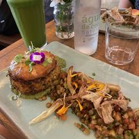 Quinoa burguer with lentils on the side   at Org Bistro in Rio De Janeiro