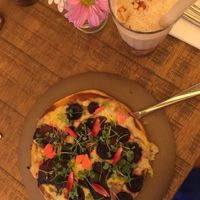 Vegan Pizza and milkshake  at Org Bistro in Rio De Janeiro