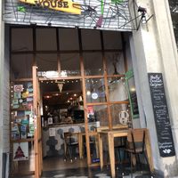 Exterior.  There are 3 outdoor tables as well . at The Juice House in Barcelona
