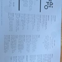 Menu at Kaifo in Gothenburg