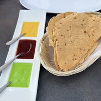 free papadum with dips  at Taste of India in Tuddern