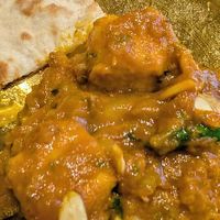 Vegan chilli garlic curry with mock chicken at Urban Tadka in Worthing