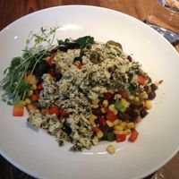 Garden Hash with Scrambled Tofu (vegan) at The Crabapple Cafe in Brackendale