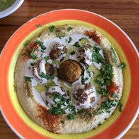 Hummus plate at Falafel Nessya in Playa Del Carmen
