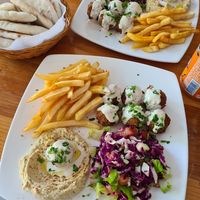Falafel plate at Falafel Nessya in Playa Del Carmen