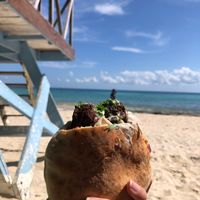 Falafel pita. Short walk to the beach if you want to get takeout and eat there instead. at Falafel Nessya in Playa Del Carmen