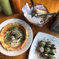 Hummus plate with extra falafels. at Falafel Nessya in Playa Del Carmen