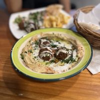 Hummus plate  at Falafel Nessya in Playa Del Carmen