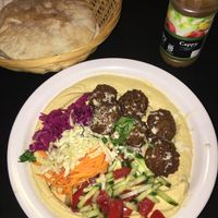 hummus falafel & salads plate  at Olive Tree Hummus Original in Budapest