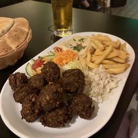 Falafel with hummus and fries  at Olive Tree Hummus Original in Budapest