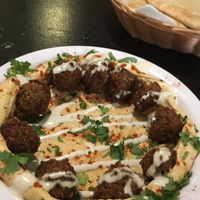 Hummus with falafel at Olive Tree Hummus Original in Budapest