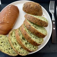Salty bread and spinach Focaccia!  at The Bread Blue - Nogosan in Seoul