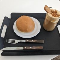 Lotus latte and oat original cream bun at The Bread Blue - Nogosan in Seoul