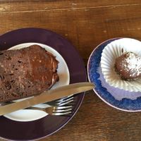 Super choco-nuts ball & chocolate brownie at Akasha Home Restaurant in Koh Phangan