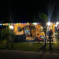Outside at night at Akasha Home Restaurant in Koh Phangan