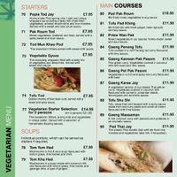 Menu (correct as of 16/10/26) at Sangthai Restaurant in York
