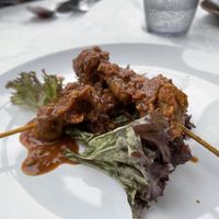 Mock meat satay - part of set lunch  at Lee Ocarina Cafe in Outlying Islands