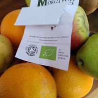 Some of the fruit bag with their delivery docket  at Mourne Manor Organics in Newcastle