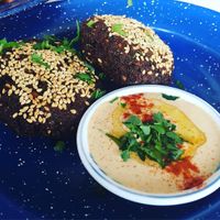 Felafel with tahini sauce  at Maha's Fine Egyptian Cuisine in Toronto