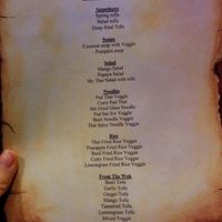 This is their vegan menu. It is available by request, just ask a server.  at My Thai Palace in North Bay