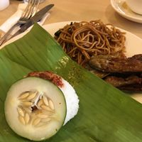 nasi lemak, noodles and eggplant (breakfast) at Sky Hotel Kota Kinabalu - Green Table in Kota Kinabalu