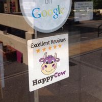 The 5 Cow review sticker at Painted Elephant in Newcastle Upon Tyne