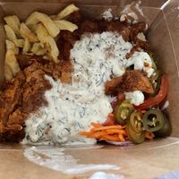 Gyros chips box at Coca Sova in Dublin