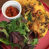 Chickpea omelette with mushrooms, peppers and spinach at Coca Sova in Dublin