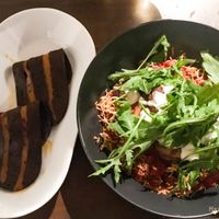 Cauliflower + Potato Pancakes with ratatouille, lime cream and smoked tofu shavings  at Coca Sova in Dublin