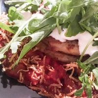 Cauliflower and potato pancakes  at Coca Sova in Dublin