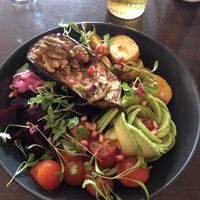 Aubergine, roasted potatoes  at Coca Sova in Dublin