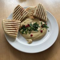 Hummus and Pita  at Mamacoffee in Prague
