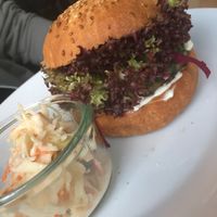Burger with vegan coleslaw  at Mamacoffee in Prague
