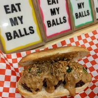 small meatballs sandwich (a bigger one is available too) at Bolero Meatball in Madrid