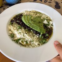 Vegan chilaquiles   at La Cuisine in Cozumel