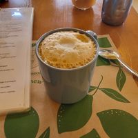 Latte with coconut milk at La Cuisine in Cozumel