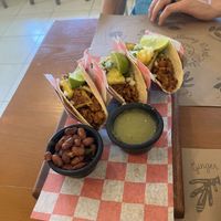 Vegan pastor tacos  at La Cuisine in Cozumel