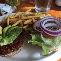 veggie burger at Rock n' Java Caribbean Bar and Grill in Cozumel