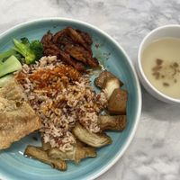 Signature char siew w/ brown ricee  at Onn Vegetarian 安顺素食 in Central Singapore