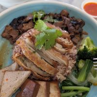 Mushroom and chicken with brown rice (8SGD) at Onn Vegetarian 安顺素食 in Central Singapore