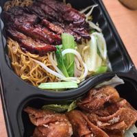 Signature wanton char siew noodle at Onn Vegetarian 安顺素食 in Central Singapore
