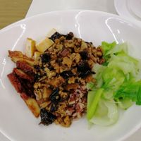Mushrooms with minced vegetarian meat rice at Onn Vegetarian 安顺素食 in Central Singapore